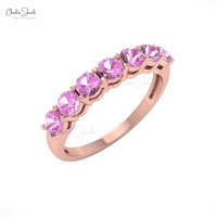 New Hot Selling Brilliant Cut 0,7 Ctw Pink Saphir Half Eternity Band 14 Karat Massiv gold Sieben Stein Versprechen Ring Großhandel Schmuck