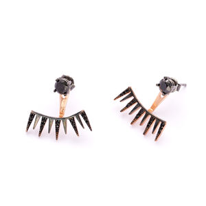 Classique Mignon Design Lumière Noir Zircon Pierre Turc En Gros Fabriqué À La Main En Argent Boucle D'oreille À La Main Fine Jewelry - Product Image 2