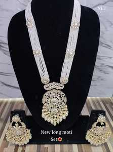 Colgante Motipearl indio elegante tradicional y de moda piedra chapado en oro elegante collar largo conjunto pendiente joyería conjunto mujeres - Product Image 3