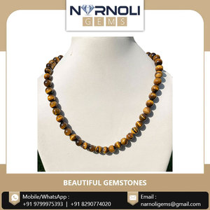 Collares de cuerda de cuentas redondas de ojo de tigre natural de alta calidad de tamaño personalizado - Product Image 2