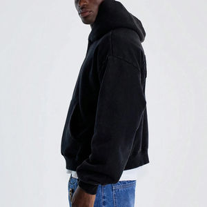 Sudadera con capucha de bolsillo de gran tamaño de alta calidad para hombre, logotipo personalizado, hombro caído, sin cuerdas, peso pesado, 100% algodón, liso, Invierno - Product Image 2