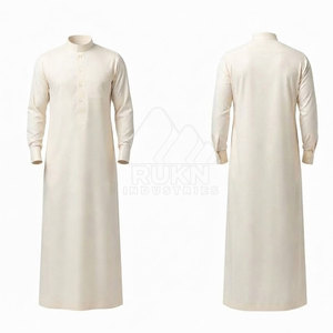 Smart Saudi Classic <b>Thobe</b> Casual Lightweight Breathable Cotton Neat Collar Long Sleeves Tailored Shape Front Buttons Everyday - Product Image 6