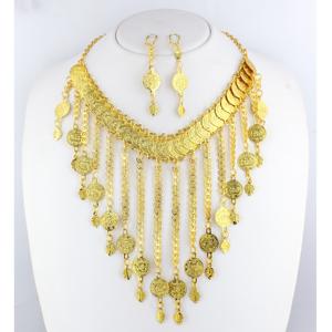 Martasha designer islamique ramadan spécial plaqué or EAU bijoux spécial dubai bijoux collier boucle d'oreille ensemble - Product Image 1