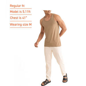 Débardeur de sport décontracté pour homme, fibre de bambou/coton de haute qualité, respirant, anti-boulochage, personnalisable, nouveau design, tricot - Product Image 3