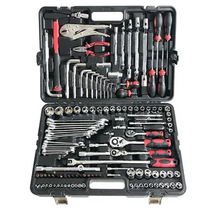 142pcs 1/4" 1/2" Socket Wrench Set Ratchet Tool Kit Toolbox Case Wrench Spanners Car Repair Mechanics Tool Set