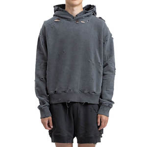 Sudadera con capucha de algodón pesado de estilo Vintage lavado con ácido aspecto desgastado 100% algodón suave pulóver Casual moda Streetwear sudadera - Product Image 1