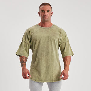 เสื้อยืดแขนยาวสำหรับผู้ชายเสื้อเชิ้ตผ้าฝ้าย100% ทรงหลวมซักด้วยกรดทำตามสั่งสไตล์ไฮสตรีท - Product Image 2