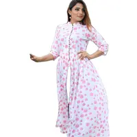 Модная одежда с индийским принтом, дизайн Kurta для женщин, стильное цельное Хлопковое платье с дубинкой
