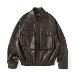 100% véritable cuir personnalisé Bomber Style moto veste pour hommes classique motard vêtements d'extérieur fermeture à glissière mince avant printemps - Product Image 2