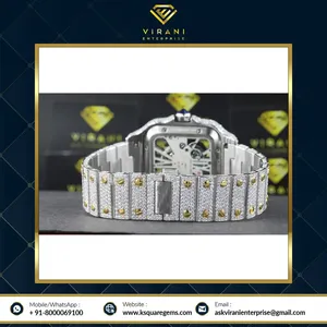 Factory Wholesale High Quality Custom Unisex Iced Out Luxury Stainless Steel <b>Watch</b> with Full Diamond Dial Band Worldwide Export - Product Image 4