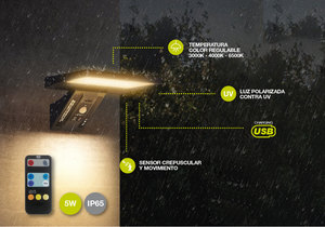 Lampada solare a LED regolabile Ganda 20,7x18,3 cm 5W IP65 (GSC 200210018) - Product Image 2