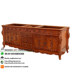 Offre spéciale Armoire moderne de luxe en bois de teck massif de haute qualité Cuisine Salle de bain Sculpté Vanités debout pour salon appartement - Product Image 1