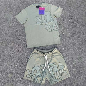 Camiseta estampada de manga corta, conjunto corto para hombre, conjunto de verano, chándal personalizado Unisex para mujer, chándal de algodón de 2 piezas - Product Image 4