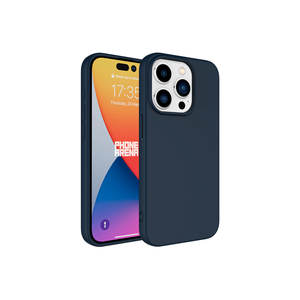 Coque en silicone liquide premium Netzy SAFA LSR pour iPhone 15 Pro bleu marine, protection antichoc, silicone souple A53 7 Plus - Product Image 1