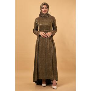 ชุดราตรีทรงเอไลน์แบบโมเดิร์น ประดับประกายระยิบระยับ แขนสั้น เอวทรงเอ็มไพร์ ยาวลากพื้น ตกแต่งลายดอกไม้ - Product Image 3