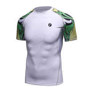 เสื้อแรชการ์ดแขนสั้นสำหรับผู้ชายเสื้อป้องกันผื่นแขนสั้นพิมพ์ลายโลโก้ตามสั่ง - Product Image 4