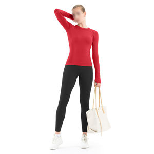 T-shirt d'entraînement à col rond en gros, haut de yoga à manches longues pour femmes, extensible dans les quatre sens, performance athlétique, entraînement en salle de sport et remise en forme - Product Image 6