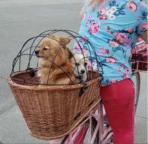 HOT PRICE Wicker basket bicycle carrier cat dog transporter handmade carrier basket pet transporter