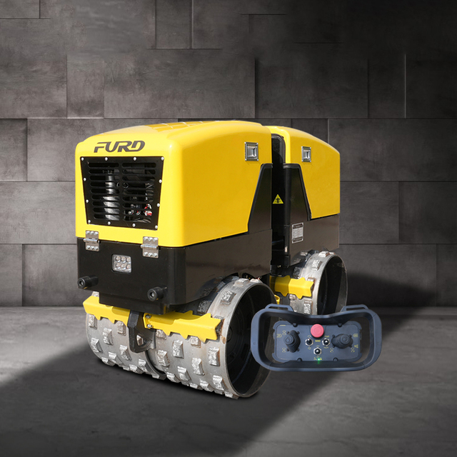 Remote Control Articulated Double Pad-Drum Trench Roller 1.6 Ton Weight