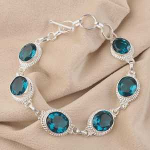 Apatite Gemstone Tennis <b>Bracelet</b> 925 <b>Sterling</b> <b>Silver</b> Handmade Luxury Charm Glowing GIA Certified Birthday Gift for Mom <b>Womens</b> - Product Image 6