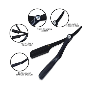 Maquinilla de afeitar de barbero Vintage para hombre, maquinilla de afeitar de seguridad de doble filo con mango de madera para viajes en casa para afeitar barbas - Product Image 3