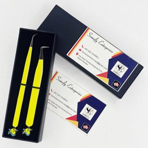 Pinzas para pestañas de acero inoxidable con diseño de pez de etiqueta privada, pinzas de extensión de 45 90 grados, aplicador de pestañas de fibra sostenible - Product Image 2