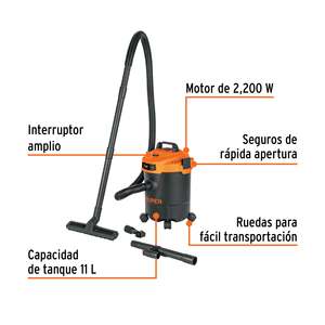 Truper ASP-03N 3-Gallon <b>Wet</b> And <b>Dry</b> <b>Vacuum</b> <b>Cleaner</b> With HEPA Filtration, 2200W Electric Power, Stainless Steel Construction, Hig - Product Image 1