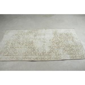 Vintage 3.2x6.46 ft <b>Rug</b>, Accent Turkish <b>Rug</b>, White Blue <b>Abstract</b> <b>Rug</b> - Product Image 3