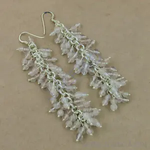 Boucles d'oreilles pendantes en argent sterling et quartz rose pour femme, accessoires élégants en cristal - Product Image 2