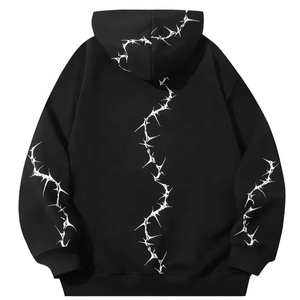 Sudadera con capucha lavada con ácido Terry francés de gran tamaño, ropa de calle gruesa de algodón pesado, sudadera básica de mezcla de algodón - Product Image 2