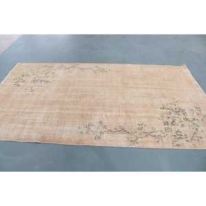 5x8.8 ft Rug, Vintage Turkish Rug, <b>Brown</b> <b>Wool</b> Rug - Product Image 3