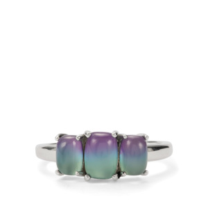 Bague statement en platine avec pierre de lune taille ovale, plaquée rhodium, bijoux fins - Product Image 2