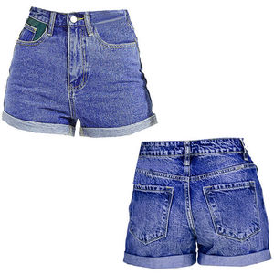 shorts for women 2025 Mid-<b>Waist</b> Cotton Dark Denim Wash Shorts Women Hip Hop Style Women Jeans <b>High</b> <b>Waist</b> Straight <b>Black</b> OEM - Product Image 2