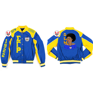Sigma Gamma Rho Sorority Embroidery Cotton Women Racing Jacket | SGRho Sorority Embroidered <b>Ladies</b> Custom Made Racecar Jacket - Product Image 3