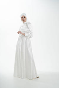 Exclusivo islámico modesto color marfil con capa Slim Fit Abaya vestido para mujeres musulmanas modesto vestido de novia - Product Image 4