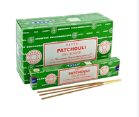 Bâtons d'encens Satya Nag Champa Patchouli 12 paquets Arôme artisanal pour la méditation, la relaxation, le yoga et le nettoyage spirituel