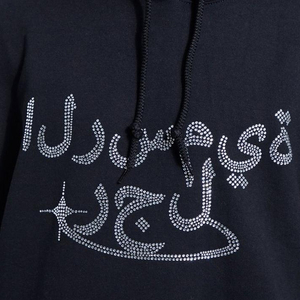 Vente en gros de sweats à capuche pour hommes 100% coton, motif de lettres en strass, logo personnalisé imprimé, écologiques, de qualité supérieure pour l'hiver - Product Image 5