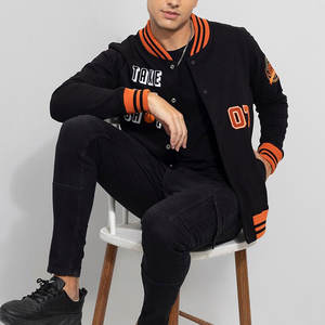 Blouson universitaire confortable en laine avec broderies, col montant, style streetwear, haute qualité, nouvelle collection, pièce classique - Product Image 5