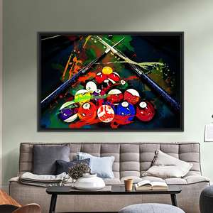 Vibrant Billiards Tempered Glass Print: Canvas Wall Art,BLACK <b>FRAMED</b> CANVAS - Product Image 1