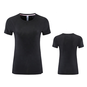 Camiseta de Mujer de Algodón y Poliéster, Manga Corta, Color Sólido Teñido, Cuello Redondo - Product Image 2