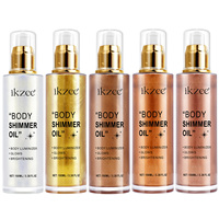 Huile corporelle scintillante IKZEE 100ML Or Rose Marque Privée Éclaircissante Longue Durée Éclat Visage Huile Scintillante pour Femme