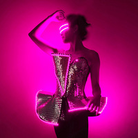 Nouvelle robe LED femme Rave tenues discothèque Tron vêtements de danse fête éclairer Costume de scène lumineux Gogo danseur vêtements Performance