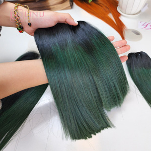 Produit populaire Racine verte foncée Extensions de cheveux vietnamiens crus à donneur unique Os soyeux droit - Product Image 4