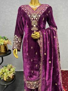 Ropa de fiesta de diseñador nuevo especial afgano ropa de boda de diseñador de terciopelo viscosa pesada Ropa Étnica India - Product Image 5
