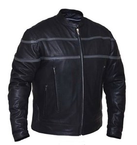 Venta al por mayor de chaquetas de cuero de oveja para hombres con bordado de chenilla chaquetas de cuero estilo bombardero clásico prendas de vestir exteriores de calidad superior - Product Image 4