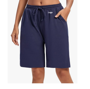 Bañador de poliéster de secado rápido para mujer, Bermudas informales con cierre de tracción, pantalones cortos de Yoga atléticos con bolsillos - Product Image 5