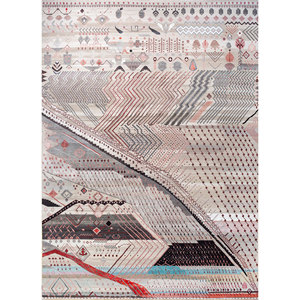 Tapis Manchaha en laine et soie de bambou noué à la main, ivoire, 10 mm d'épaisseur, motif géométrique abstrait, pour la maison, le couloir, modèle rectangulaire - Les-1694 - Product Image 1