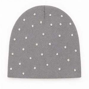 Vente en gros d'usine Bonnets d'hiver tricotés chauds Confortables Haute qualité Logo personnalisé Bonnets en strass - Product Image 4