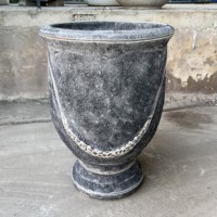 Pots et jardinières en céramique d'argile grise de haute qualité, ronds, émaillés, modernes, avec logo personnalisé OEM Auroracraft pour la maison et le jardin