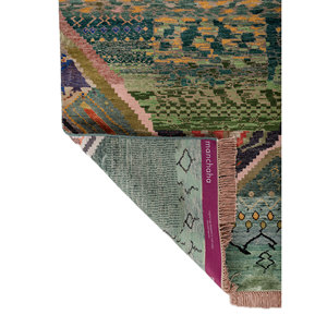 Tapis Manchaha 9x12 noué à la main en laine et soie de bambou, motif géométrique, pour salon et couloir, rectangulaire, Les-2899, gris et noir - Product Image 5